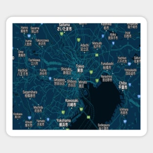 Tokyo dark blue map Sticker